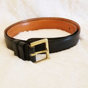 Coach Men's Black Leather Belt w/Brass Buc…